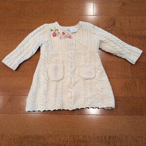 Hanna Andersson Cable Sweater Dress with flowers 18-24m (80)
